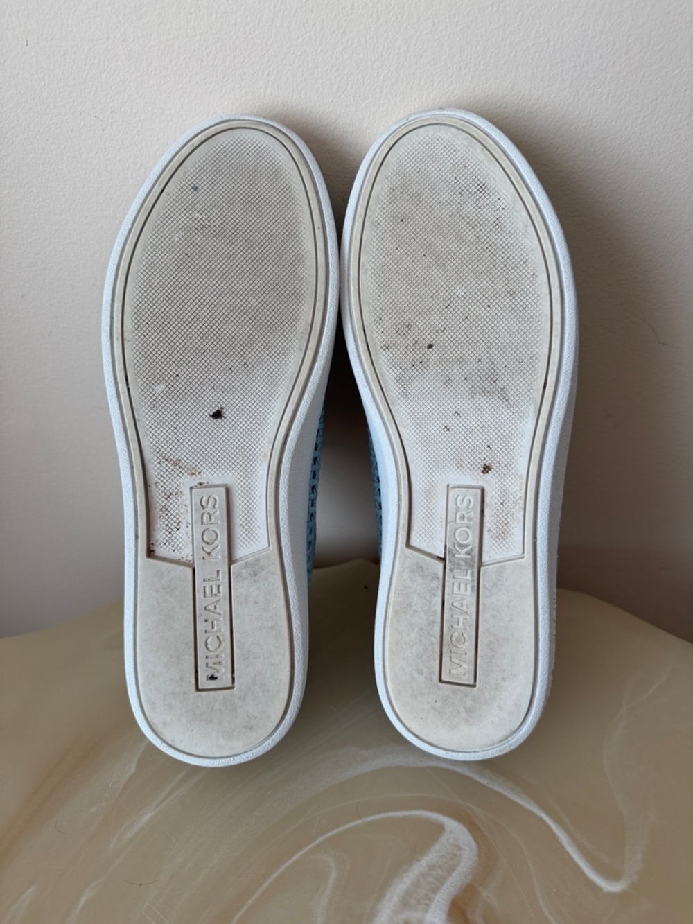 Michael Kors Light Blue Woven Lace-Up Sneakers Size 8.5 - Perforated - Picture 5 of 9